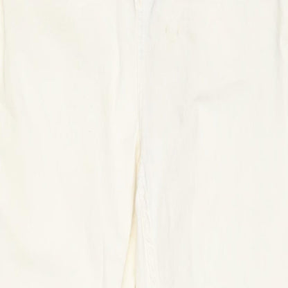 Bershka Womens Ivory Cotton Flared Jeans Size 16 L32 in Regular Zip