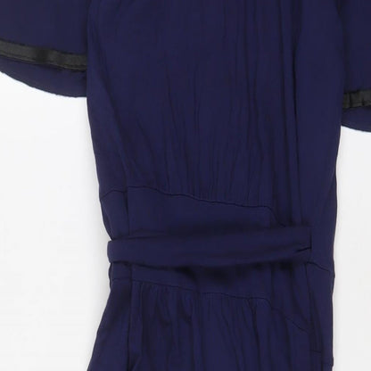 Phase Eight Womens Blue Viscose A-Line Size 10 V-Neck Pullover
