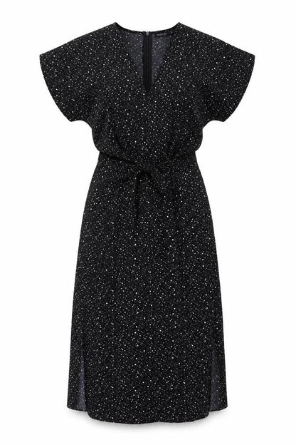 Nasty Gal Womens Black Geometric Polyester A-Line Size 8 V-Neck Zip - Belted