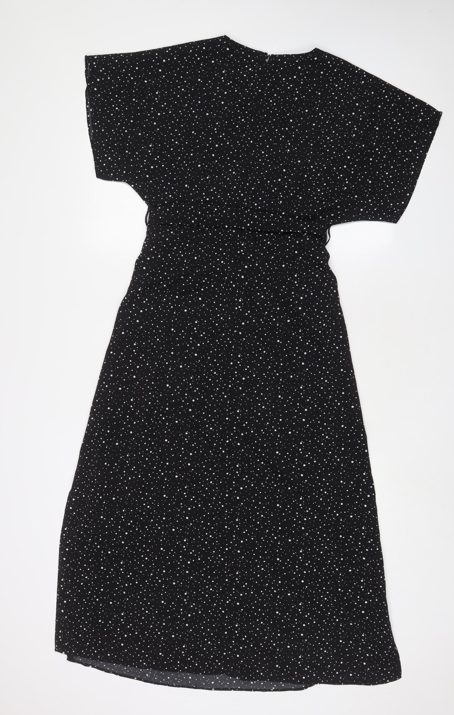 Nasty Gal Womens Black Geometric Polyester A-Line Size 8 V-Neck Zip - Belted
