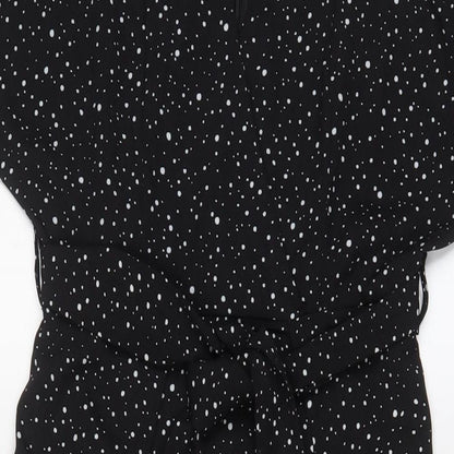 Nasty Gal Womens Black Geometric Polyester A-Line Size 8 V-Neck Zip - Belted