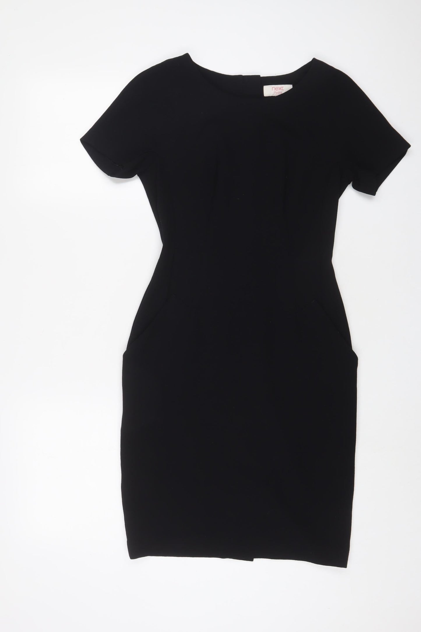 NEXT Womens Black Polyester Bodycon Size 6 Boat Neck Zip