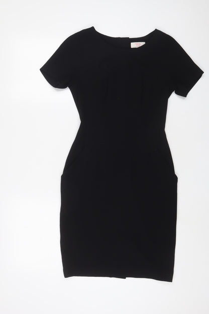 NEXT Womens Black Polyester Bodycon Size 6 Boat Neck Zip