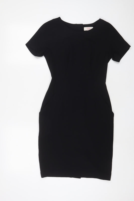 NEXT Womens Black Polyester Bodycon Size 6 Boat Neck Zip
