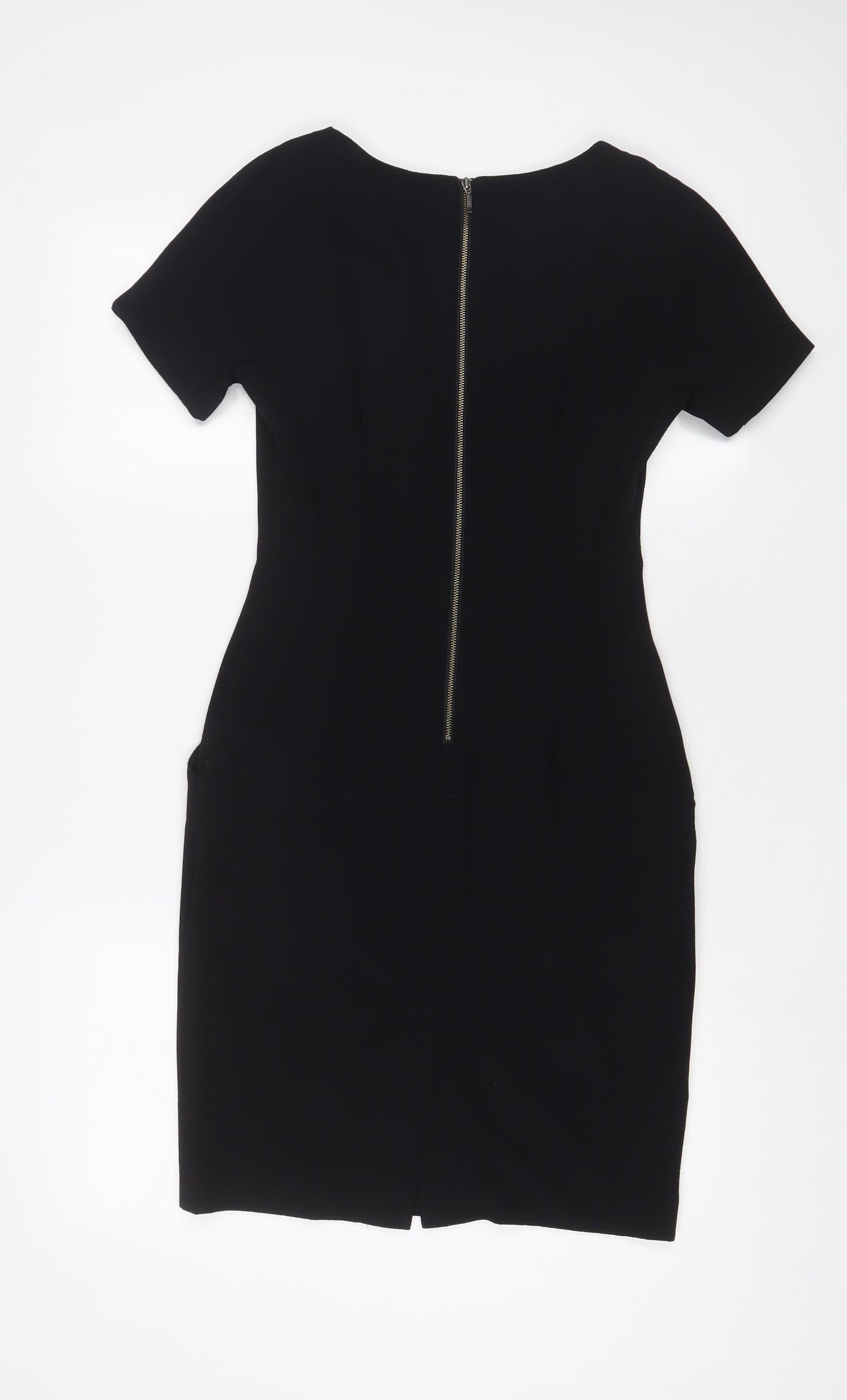 NEXT Womens Black Polyester Bodycon Size 6 Boat Neck Zip
