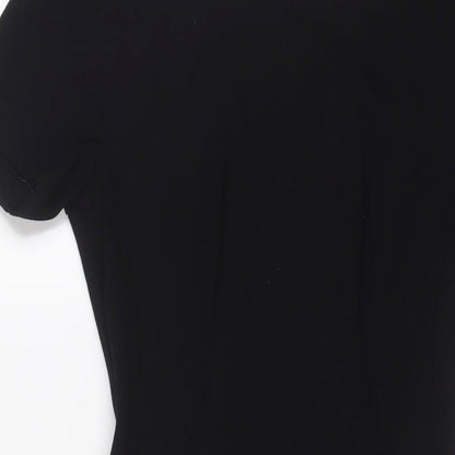 NEXT Womens Black Polyester Bodycon Size 6 Boat Neck Zip