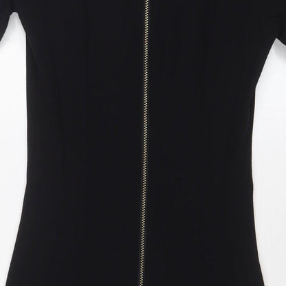 NEXT Womens Black Polyester Bodycon Size 6 Boat Neck Zip