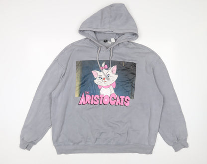 The Aristocats Womens Grey Cotton Pullover Hoodie Size XL Pullover