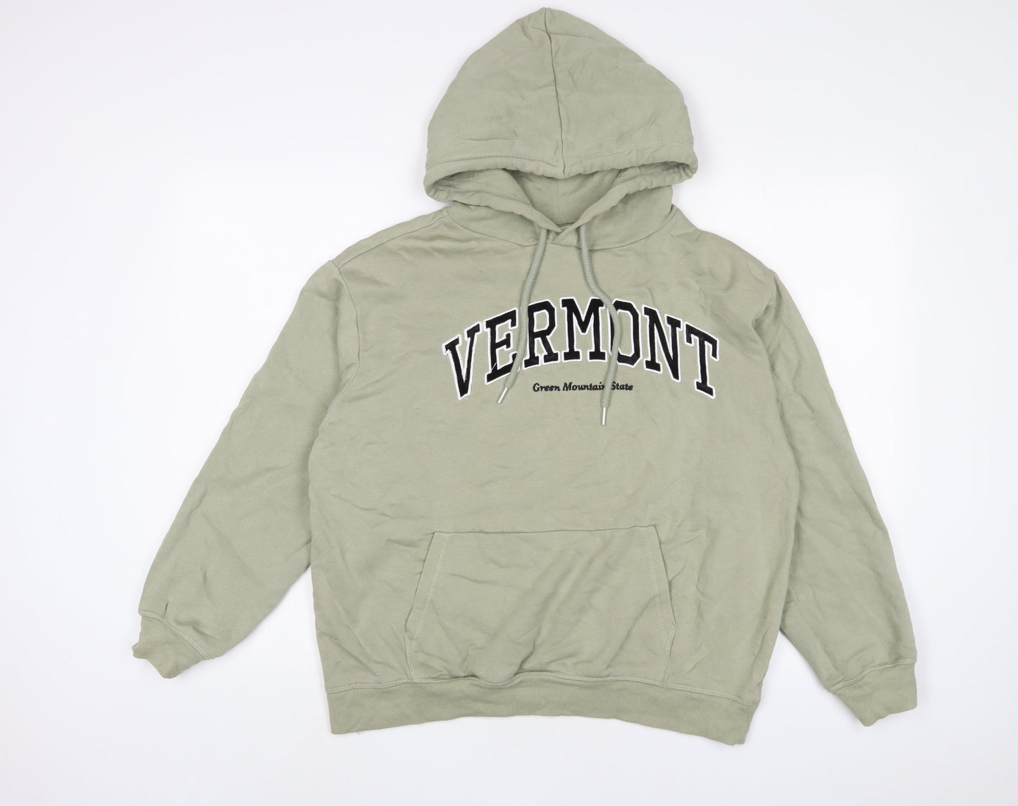 H&M Womens Green Cotton Pullover Hoodie Size S Pullover - Embroidered