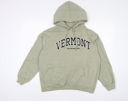 H&M Womens Green Cotton Pullover Hoodie Size S Pullover - Embroidered