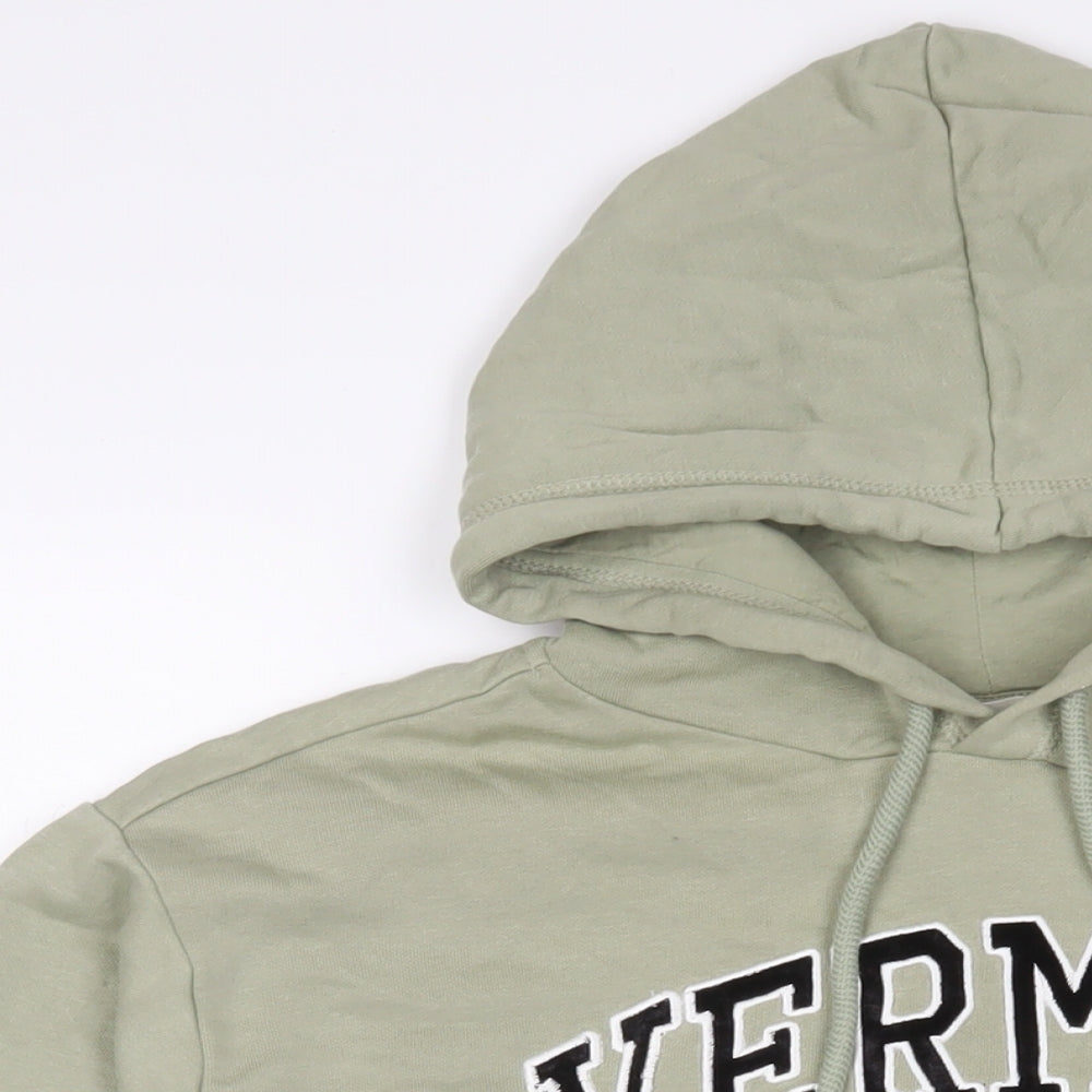 H&M Womens Green Cotton Pullover Hoodie Size S Pullover - Embroidered