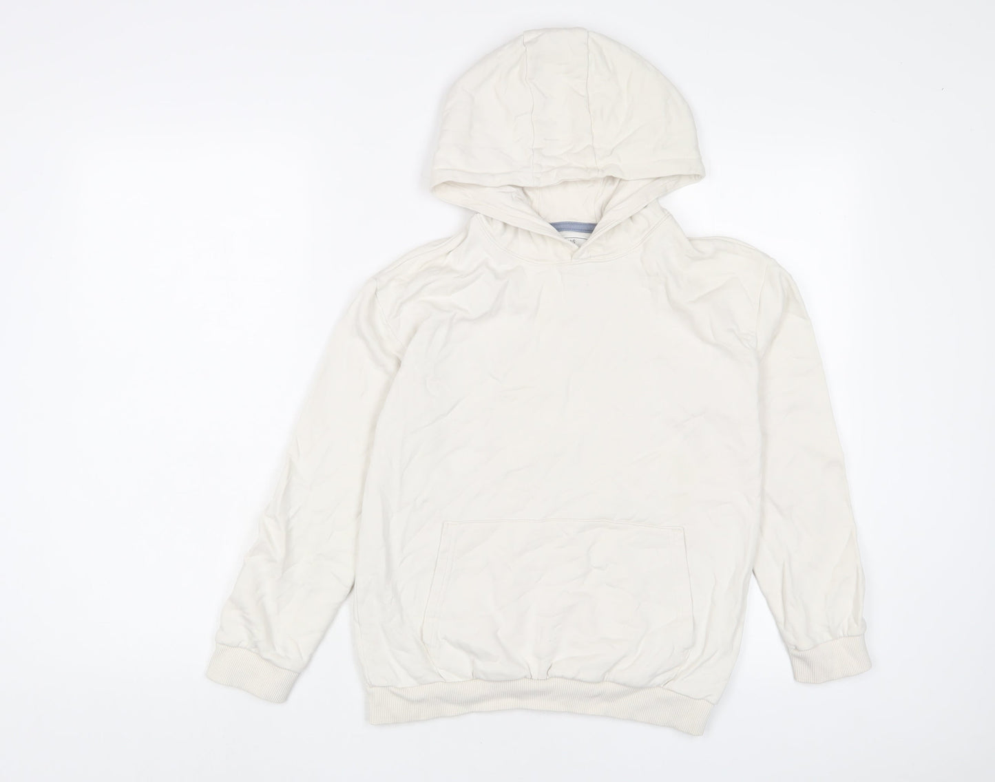 Marks and Spencer Boys Ivory Cotton Pullover Hoodie Size 10-11 Years Pullover
