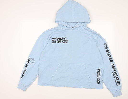 Womens UK Size M Pull&Bear Blue Pullover Hoodie