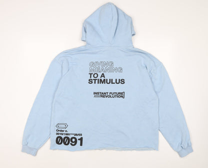 Womens UK Size M Pull&Bear Blue Pullover Hoodie