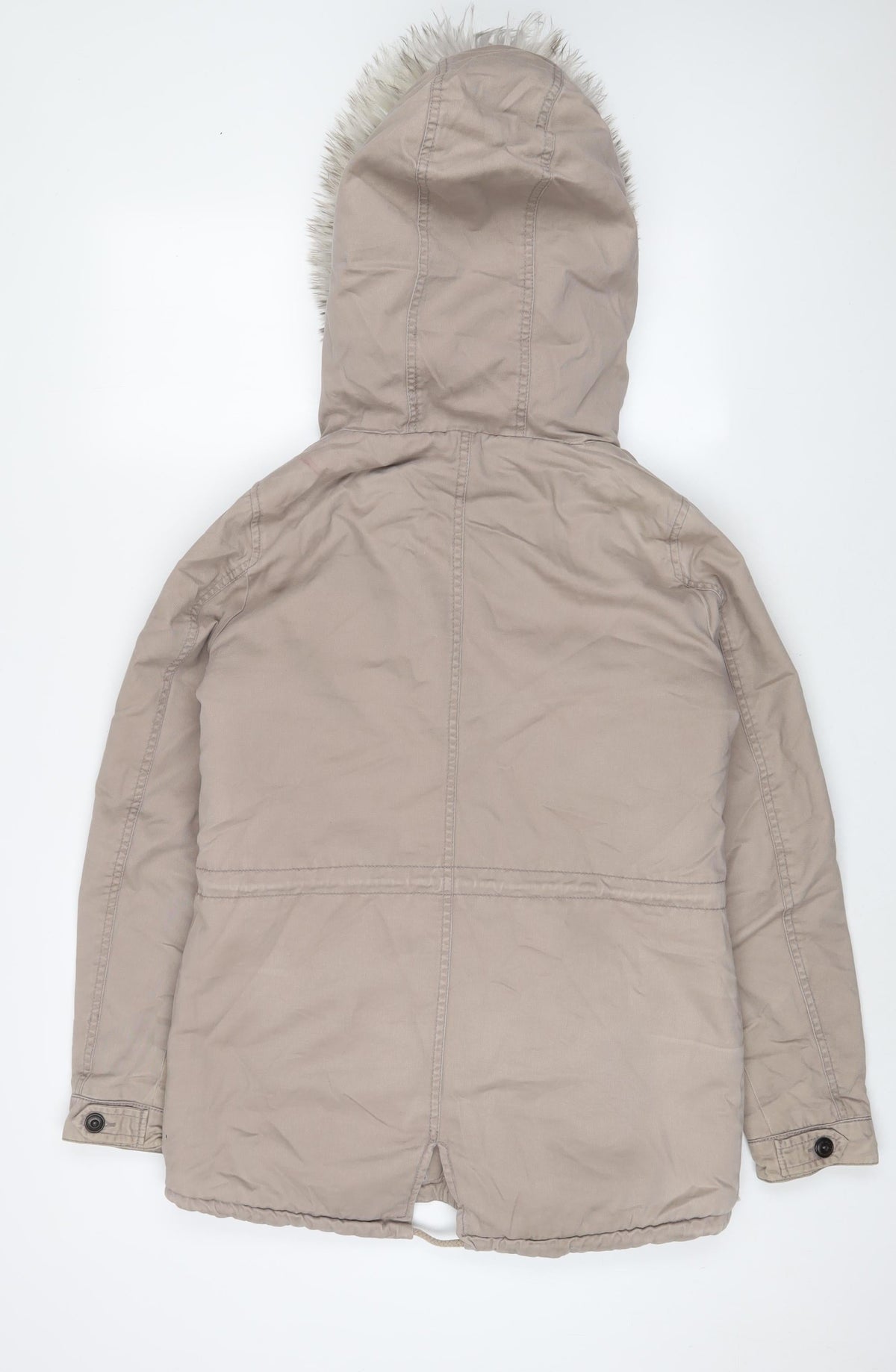 Back view of Only women’s pink parka coat, size S, zip