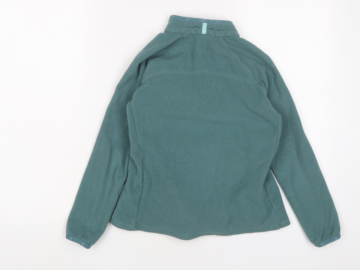 Back view of Decathlon boys’ blue jacket, size 10-11, years zip - zip pockets