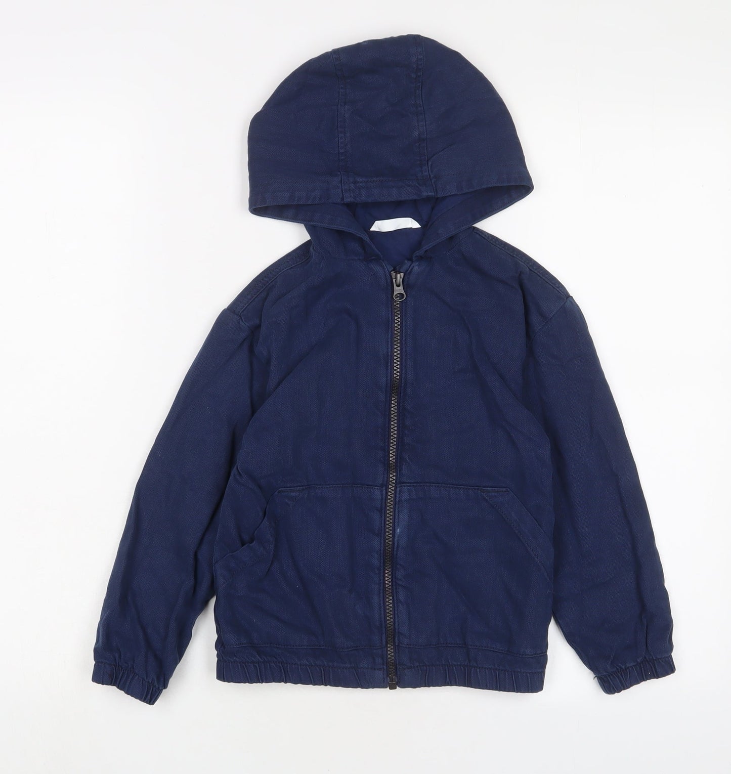 Marks and Spencer Boys Blue Cotton Full Zip Hoodie Size 5-6 Years Zip