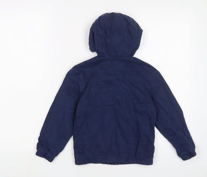 Marks and Spencer Boys Blue Cotton Full Zip Hoodie Size 5-6 Years Zip
