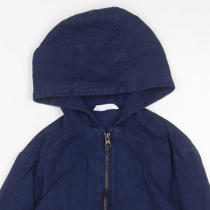 Marks and Spencer Boys Blue Cotton Full Zip Hoodie Size 5-6 Years Zip