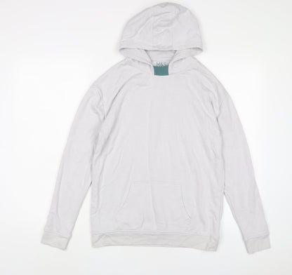 Marks and Spencer Boys White Cotton Pullover Hoodie Size 14-15 Years Pullover