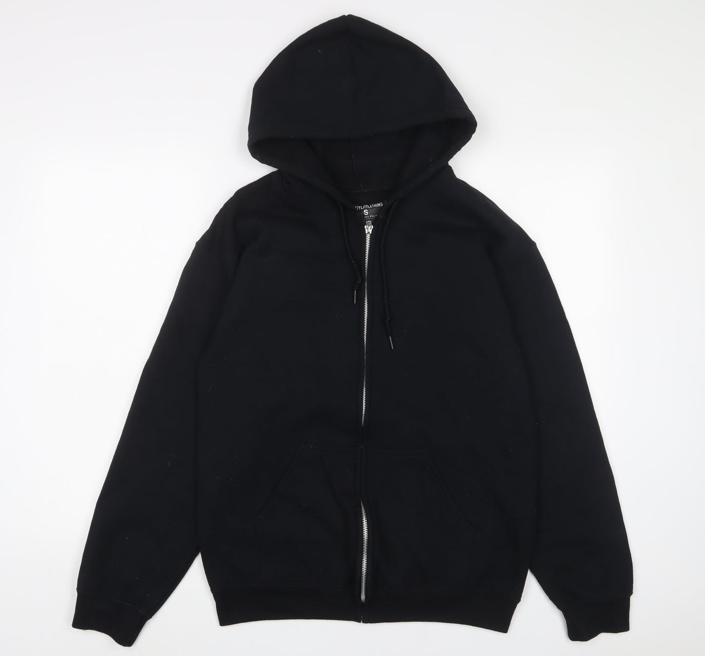 PRETTYLITTLETHING Womens Black Cotton Full Zip Hoodie Size S Zip