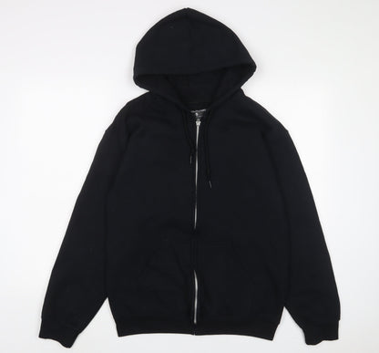 PRETTYLITTLETHING Womens Black Cotton Full Zip Hoodie Size S Zip