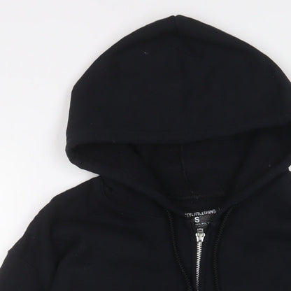 PRETTYLITTLETHING Womens Black Cotton Full Zip Hoodie Size S Zip