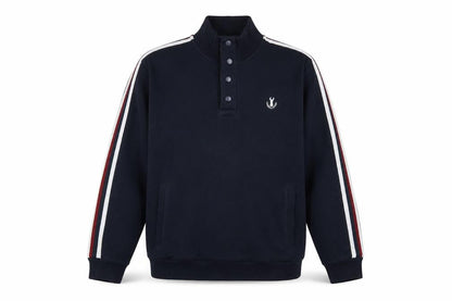 Next Mens Blue Striped Cotton Pullover Sweatshirt Size M - Logo, Embroidered