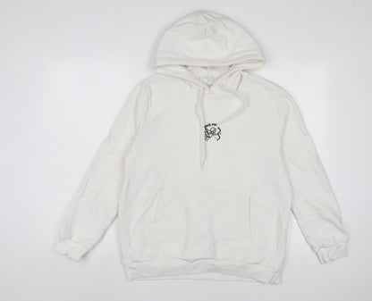 Kotton Womens White Cotton Pullover Hoodie Size L Pullover - Embroidered