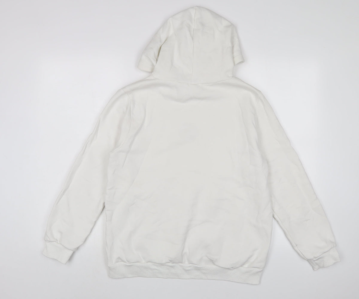 Kotton Womens White Cotton Pullover Hoodie Size L Pullover - Embroidered