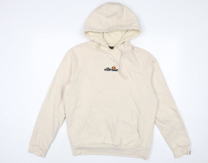 ellesse Womens Beige Cotton Pullover Hoodie Size 12 Pullover - Logo, Embroidered