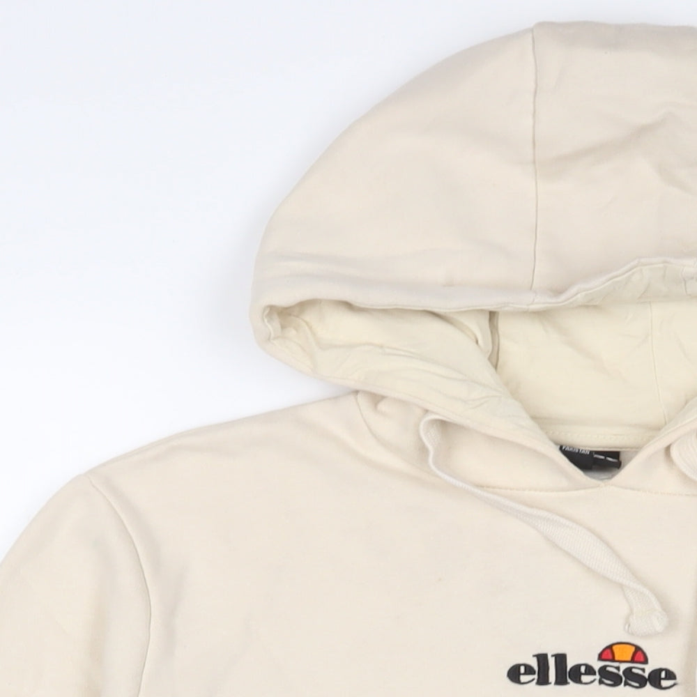 ellesse Womens Beige Cotton Pullover Hoodie Size 12 Pullover - Logo, Embroidered