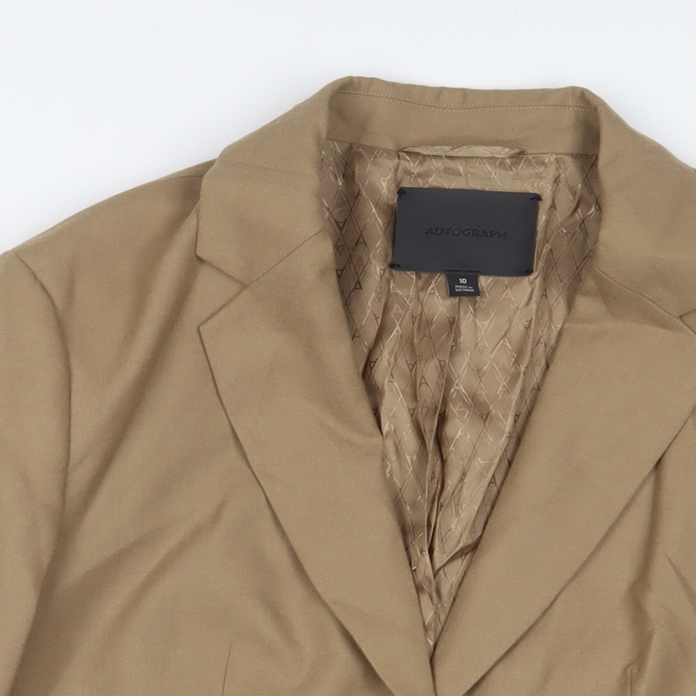 Autograph Womens Beige Jacket Blazer Size 10 Button