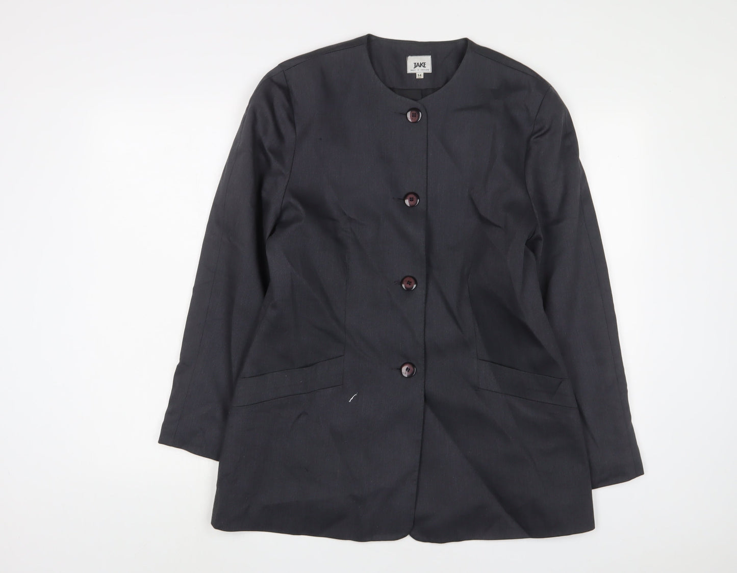 Jake Womens Blue Jacket Blazer Size 14 Button