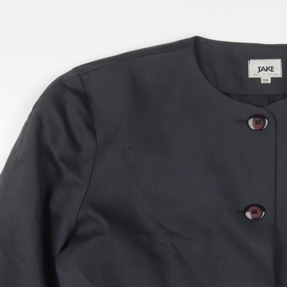 Jake Womens Blue Jacket Blazer Size 14 Button