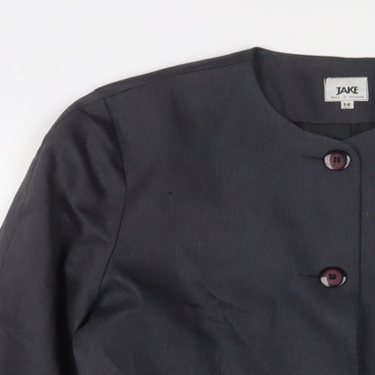 Jake Womens Blue Jacket Blazer Size 14 Button