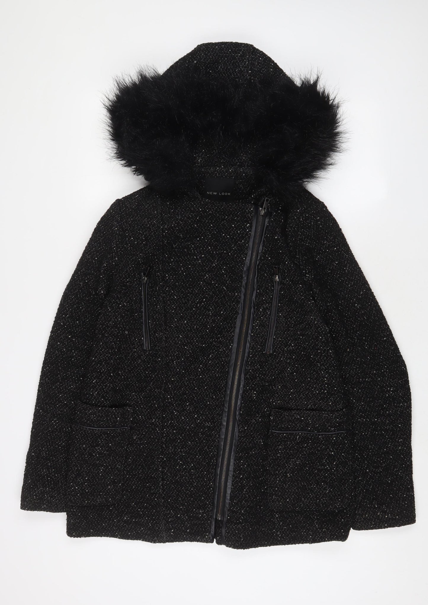 New Look Womens Black Jacket Coat Size 12 Zip