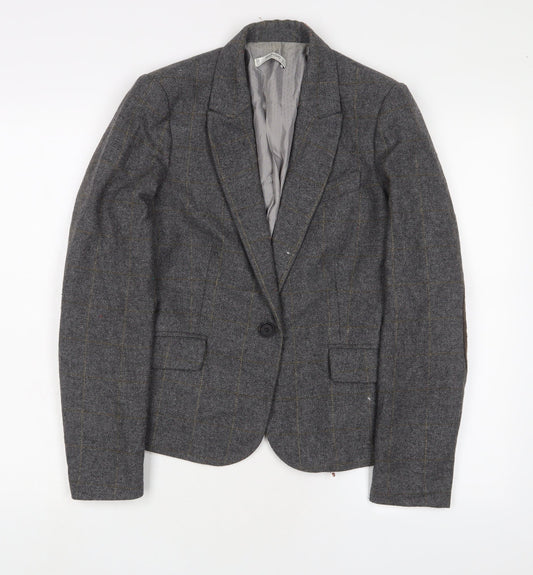 Mango Womens Grey Jacket Blazer Size M Button