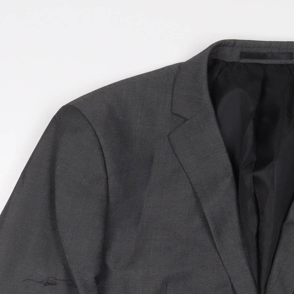 Mens UK Size 42 PINSTRIPE Regular Grey Suit Jacket