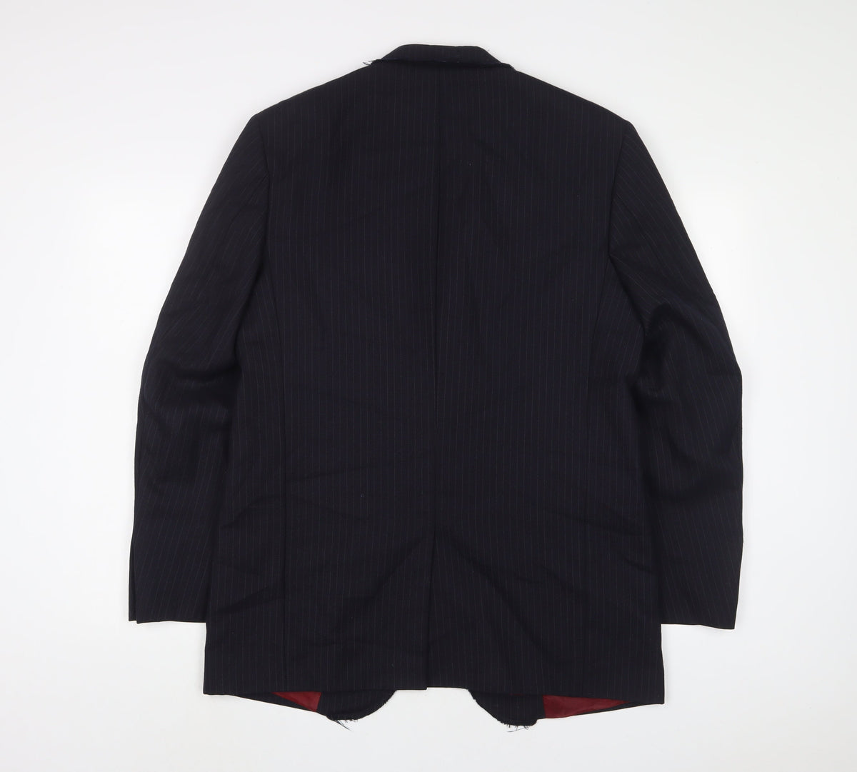 Crosshatch Mens Blue Striped Wool Jacket Suit Jacket Size L Regular