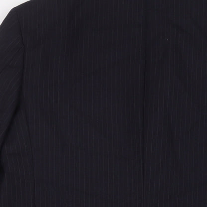 Crosshatch Mens Blue Striped Wool Jacket Suit Jacket Size L Regular