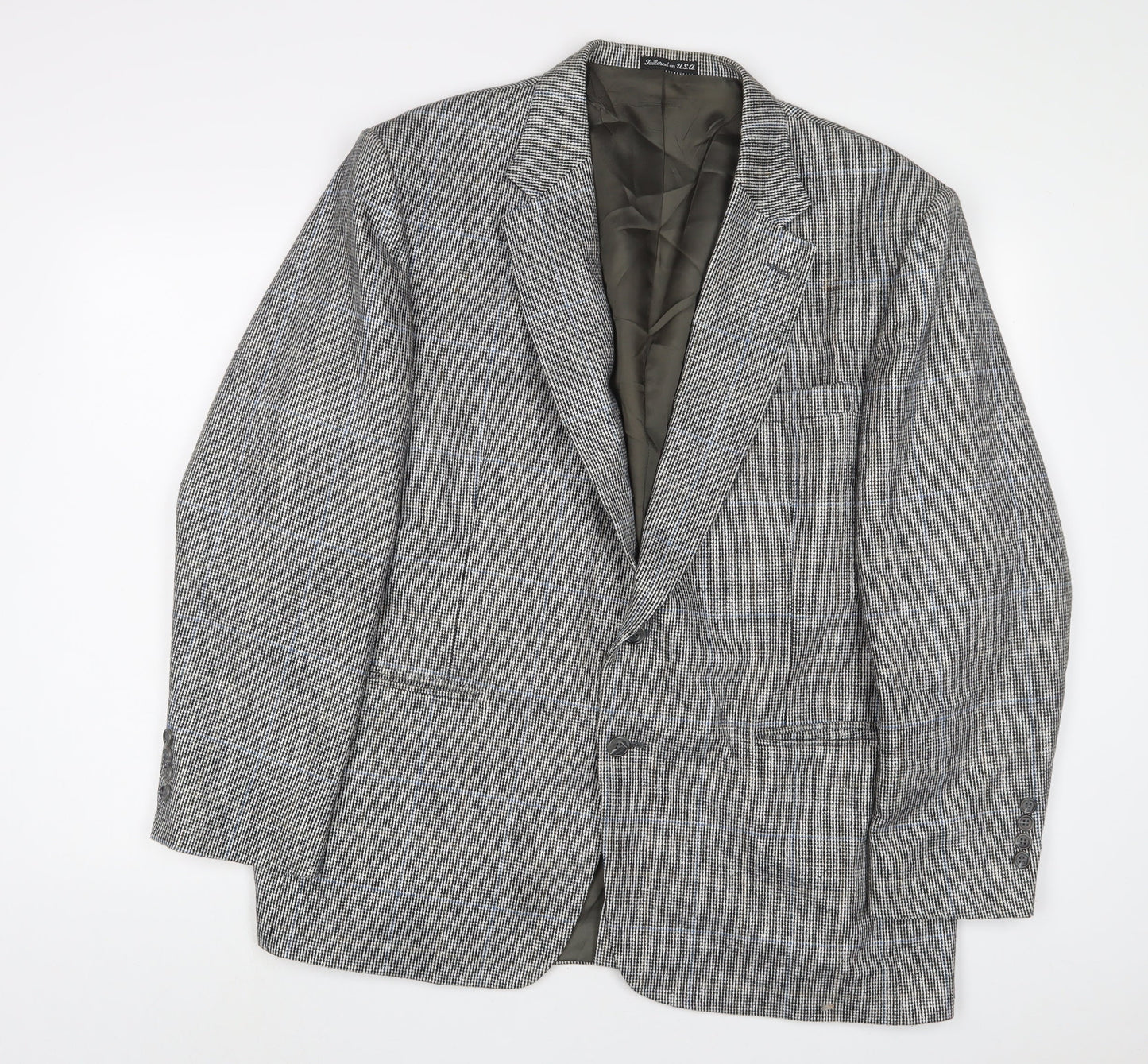 Stafford Mens Grey Plaid Polyester Jacket Suit Jacket Size 46 Regular