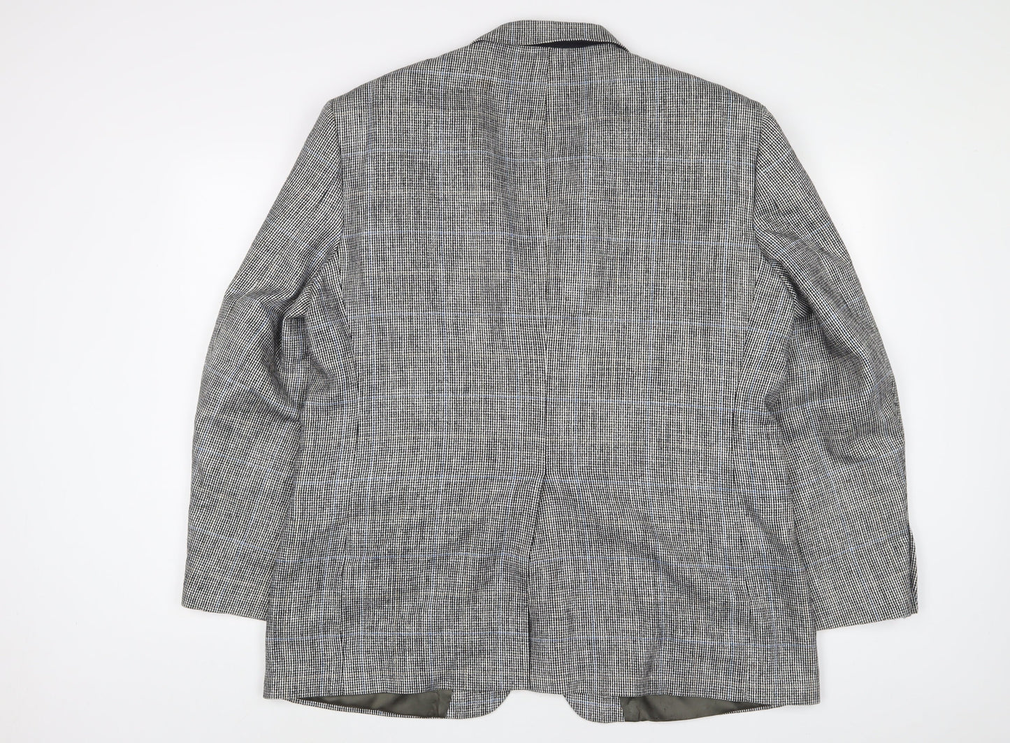 Stafford Mens Grey Plaid Polyester Jacket Suit Jacket Size 46 Regular