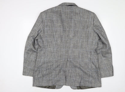 Stafford Mens Grey Plaid Polyester Jacket Suit Jacket Size 46 Regular