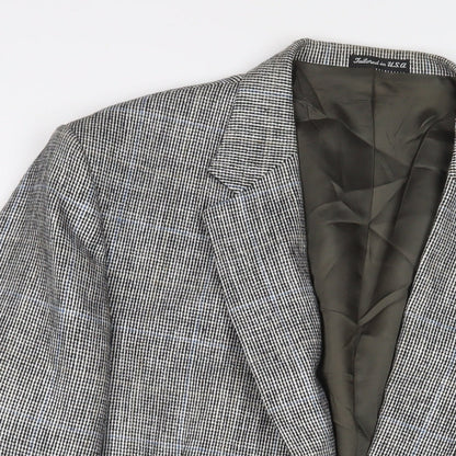 Stafford Mens Grey Plaid Polyester Jacket Suit Jacket Size 46 Regular