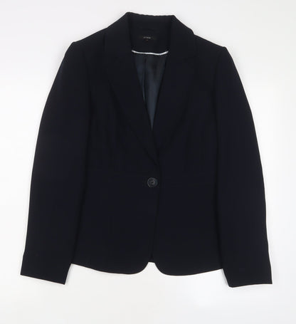 Linea Womens Blue Jacket Blazer Size 10 Button