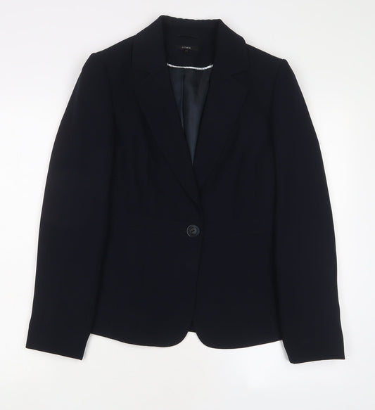 Linea Womens Blue Jacket Blazer Size 10 Button