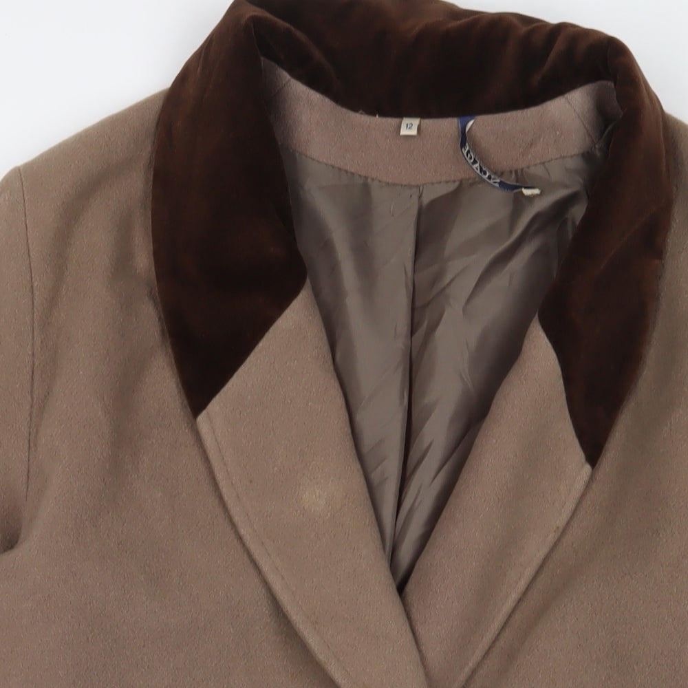 NuAge Womens Brown Overcoat Coat Size 12 Button