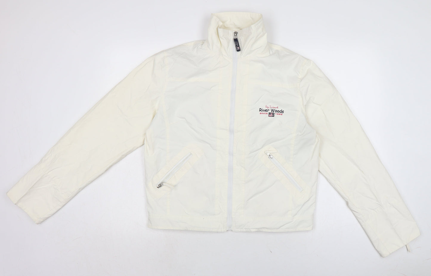 RIVER WOODS Womens Ivory Anorak Jacket Size L Zip