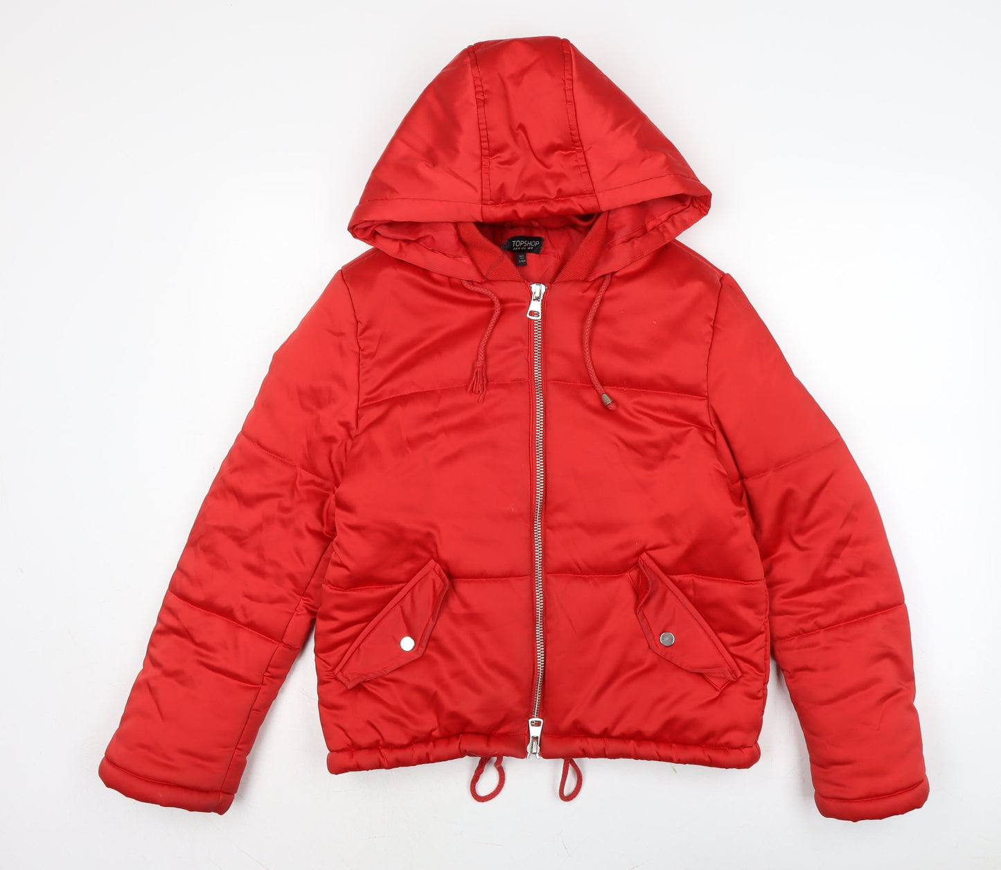 Womens UK Size 10 Topshop Red Puffer Jacket